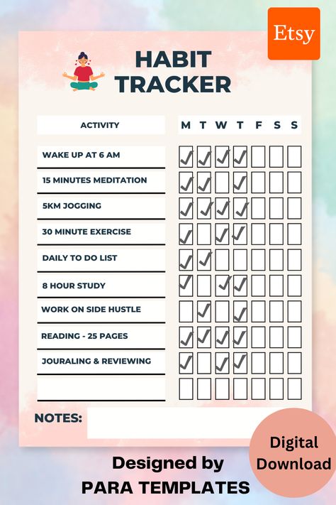 Goals And Habits, Habit Challenge, Habit Tracker Template, Hold Yourself Accountable, Challenge Template, Weekly Habit Tracker, Routine Tracker, Progress Tracker, Daily Progress