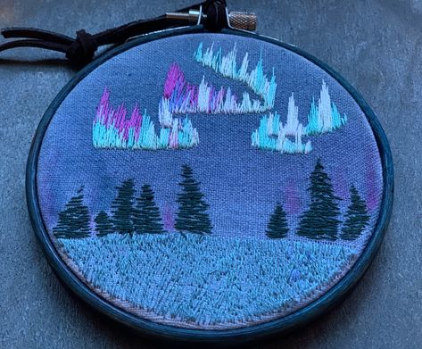 Embroidery Ornaments, Rustic Background, Embroidery Hand, The Northern Lights, Handmade Embroidery, Aurora Borealis, Embroidery Thread, Embroidery Art, A 4