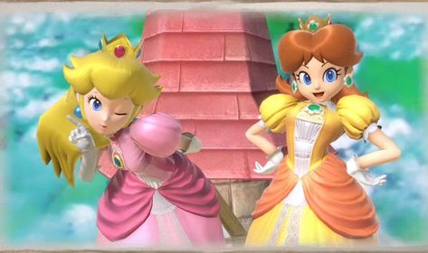 Peach and Daisy 🩷🩷🩷🧡🧡🧡 Peach Rosalina, Peach And Daisy, Mario Princesses, Super Mario Bros Games, Super Princess Peach, Super Mario Princess, Peach Daisy Rosalina, Super Princess, Nintendo Princess