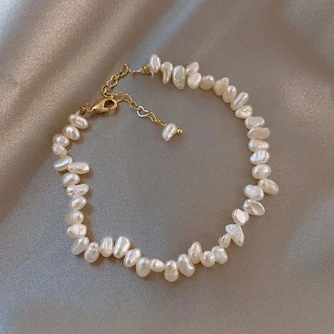 Elegant Irregular Faux Pearls Beads Beaded Bracelet Silver - Temu Bracelet Pearl, Jewelry Simple, Freshwater Pearl Bracelet, Bridal Bracelet, White Necklace, Hand Chain, Simple White, Freshwater Pearl Necklaces, Pink Bracelet