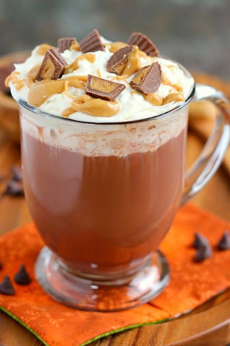 Peanut Butter Hot Chocolate | Pumpkin 'N Spice Peanut Butter Hot Chocolate Recipe, Peanut Butter Hot Chocolate, Hot Chocolate Recipe Homemade, Chocolate Drink, Hot Chocolate Drinks, Cocoa Recipes, Easy Drink Recipes, Best Peanut Butter, Homemade Hot Chocolate