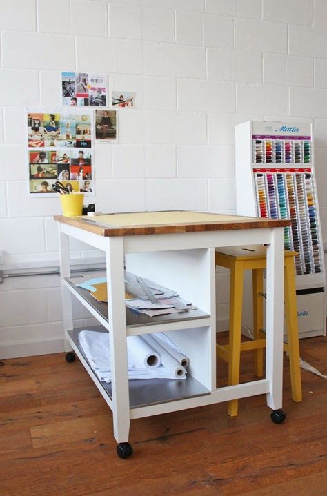 Stenstorp Kitchen Island, Dapur Ikea, Ikea Sewing Rooms, Craft Room Tables, Ikea Craft Room, Ikea Crafts, Sewing Room Inspiration, Ikea Kitchen Island, Kitchen Island Bench