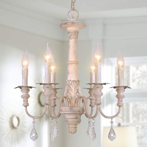 French Country Chandelier, Wood Lighting, Country Chandelier, Country Candle, Rustic French Country, French Chandelier, Wooden Chandelier, White Candle, Wood Chandelier