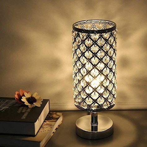 Nightstand Lights, Modern Nightstand Lamps, Wooden Lamps Design, Silver Desk, Bedside Table Decor, Table Lamp Modern, Simple Bedside Tables, Crystal Lamps, Silver Table Lamps