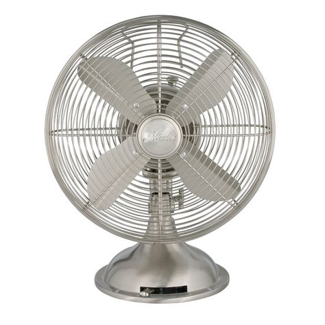 Hunter Home Comfort Retro 12" Oscillating Table Fan & Reviews | Wayfair Mr Price Home, Mr Price, Table Fans, Pedestal Fan, Portable Fans, Retro Desk, Hunter Fans, Retro Fan, Metal Fan