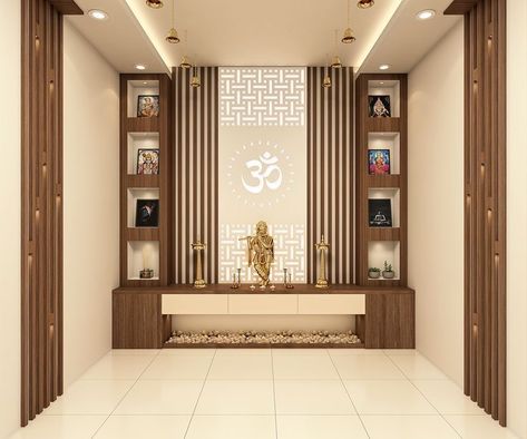 Puja Room Modern, Mandir Design Puja Room Modern, Mandir Design Puja Room, Modern Mandir Design, Puja Unit Design, Modern Mandir, Buddha Home Decor, Mandir Design, Temple Design For Home