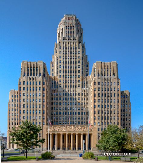 Buffalo City Hall, Architecture Gallery, Buffalo City, Urban Design Concept, New York Architecture, Streamline Moderne, Deco Architecture, Art Deco Buildings, American Architecture