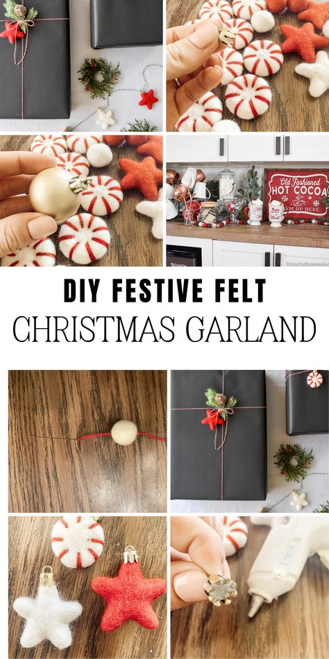 Get into the festive spirit with our DIY Christmas Garland guide. Discover how easy it is to create your own homemade felt garland for your Christmas tree. With a variety of styles, colours, and textures, you can customize every detail. This DIY Christmas project is not only easy to make but it’s also cost-effective, making your Christmas decorations extra personal. Create lasting memories with this easy felt Christmas garland DIY project. See the blog for more details. Diy Garland Christmas Tree, Easy Diy Christmas Garland Ideas, Homemade Christmas Garland Ideas, Felt Garland Christmas, Homemade Garland, Christmas Felt Garland, Felt Christmas Garland, Christmas Garland Diy, Diy Felt Garland