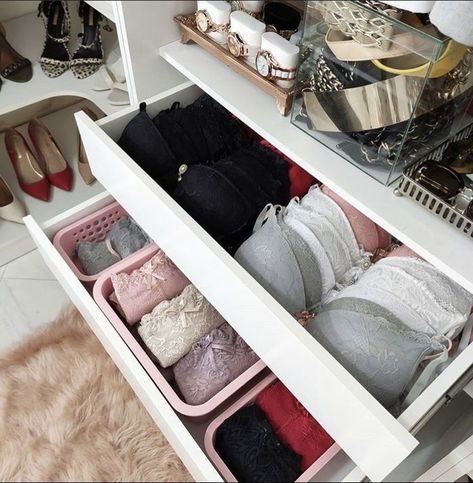 Table Ideas For Bedroom, Room Decor Ideas Bedroom, Clothes Drawer Organization, Closet Organisation, Dresser Drawer Organization, Room Organization Bedroom, Room Organisation, Aesthetic Bedroom Decor, Dream Closet Design