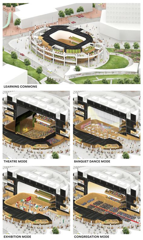 Gallery of Shaw Auditorium / Henning Larsen - 24 Henning Larsen Architecture, Ring Architecture, Auditorium Architecture, Hong Kong Architecture, Auditorium Design, Henning Larsen, Circular Buildings, Axonometric Drawing, Architecture Design Concept