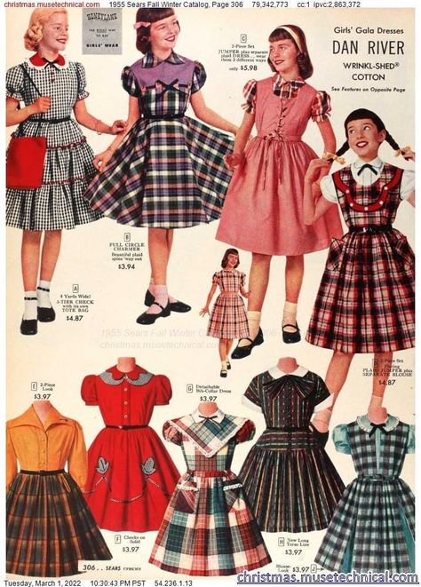 50s School Outfit, 1950s School Fashion, 1950s Kids Fashion, 1900s Outfits, American Vintage Outfits, 1950s Girls Fashion, 1950s Wardrobe, 1950 Outfits, Vintage Girls Clothes