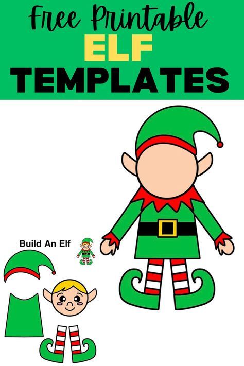 These free printable elf templates come in color and black and white. They are the perfect easy Christmas craft for kids Girl Elf Template Free Printable, Elf Kids Craft, Elf Pattern Printable, Elf Template For Photo Free Printable, Elf Ornaments Diy Kids, Printable Elf Template, Elf Yourself Template Free Printable, Elf On The Shelf Crafts For Kids To Make, Elf Yourself Craft Template Printable