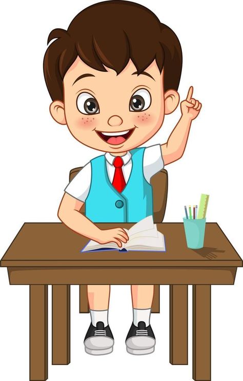 Happy cute little student boy raising his hand Kids Clipart Free, Students Clipart, English Games For Kids, We Heart It Wallpaper, Student Clipart, Plant Lessons, Classroom Pictures, Student Cartoon