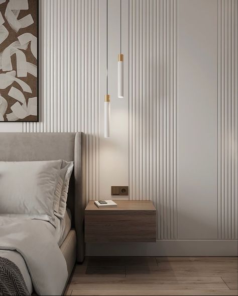 White Paneling Walls Bedroom, Bedroom Built Ins, Bedroom Interior Design Luxury, Bed Design Modern, Ceiling Design Bedroom, Bedroom Panel, Bed Furniture Design, Bedroom Furniture Design, White Paneling