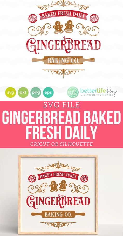 Gingerbread is the EPITOME of the holiday season! Use this beautiful Gingerbread Cookie design on your holiday crafts, ASAP! Gingerbread Svg Free, Gingerbread Svg, Vinyl Decal Projects, Vintage Christmas Sign, Crafts By Season, Diy Techniques And Supplies, Bakery Sign, Htv Projects, Fabric Crafts Diy