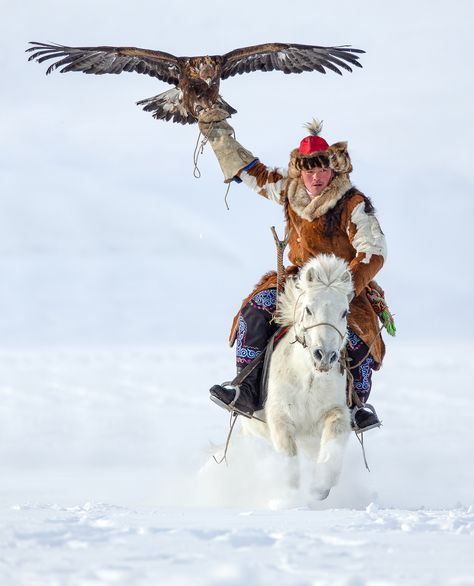 Mongolian Hunters and Their Golden Eagles: Magnificent Photos of This Living Heritage Mongolian Eagle Hunter, Mongolian Eagle, Mongolian Horse, Inktober Inspiration, Eagle Hunter, Eagle Hunting, Inktober 2024, Portrait References, Golden Eagles