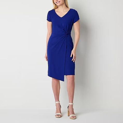 Connected Apparel Short Sleeve Sheath Dress, Color: Cobalt - JCPenney Sheath Dress, Cobalt, My Style, Free Shipping, Color