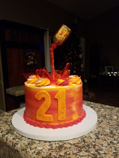 #buttercreamcake #birthday🎂 #fireballcake #fireball #gravitydefyingcake #21stbirthdaycake Fire Ball Cake Design, Fireball Cupcakes Birthday Cakes, Fireball Birthday Party, Fireball Cake Design, Fireball Birthday Cake, Fireball Cake Recipe, Fireball Birthday, Fireball Cake, Alcohol Cakes