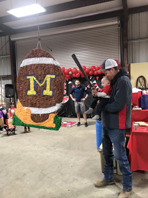 Ohio State Themed Birthday Party, Ohio State Themed Party, Ohio State Michigan Party, Ohio State Birthday Party, Ohio State Football Party, Football Piñata, Ohio State Party, Ohio State Michigan, Michigan Logo