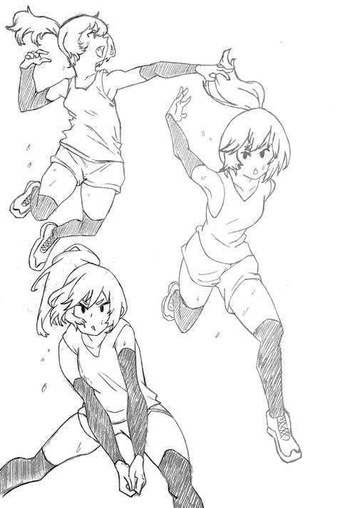 Character design of a volleyball player Volleyball Drawing Ideas, Volleyball Drawing Poses, Volleyball Poses Drawing Reference, Volleyball Player Drawing, Volleyball Net Drawing, Volleyball Sketch, Volleyball Drawing, Soccer Poses, Volleyball Positions