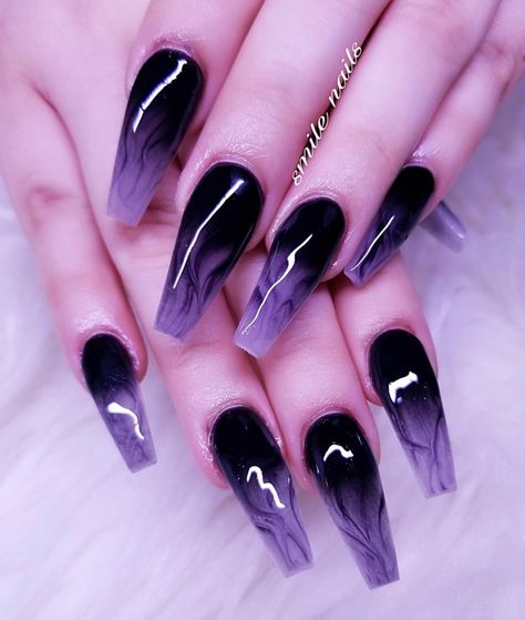 Black And Purple Nails, Purple Ombre Nails, Witchy Nails, Eye Nail Art, Black Acrylic Nails, Spring Nail Designs, Claw Nails, Simple Acrylic Nails, Pretty Nail Art