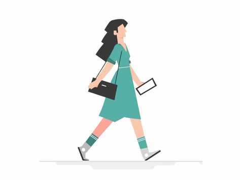 Motion Graphics Character Animation, Walk Animation Cycle, Walk Cycle Gif, Character Walk Cycle, Walking Character, Walking Cycle, Walking Illustration, Character Walking, Kindle Bag