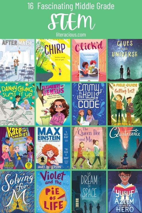 16 Fascinating Middle Grade: STEM – Literacious Steam Lessons, Fun Stem Activities, Stem Books, Library Inspiration, Middle Grade Books, The Book Club, Middle Schoolers, Summer Reading Lists, Seventh Grade