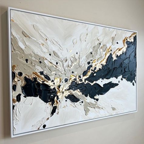 Plaster Paintings, White Moulding, Project Abstract, Gold Art Painting, Interior Paintings, Diy Abstract Canvas Art, Texture Painting On Canvas, Diy Canvas Wall Art, Art Decor Diy