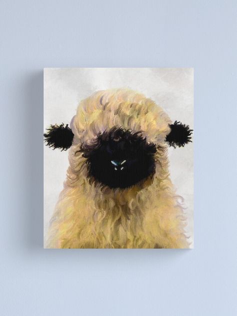 Sheep Paintings On Canvas Easy, Sheep Canvas Painting, Sheep Paintings On Canvas, Blacknose Sheep, Black Faced Sheep, Sheep Cute, Valais Blacknose, Valais Blacknose Sheep, Fence Painting