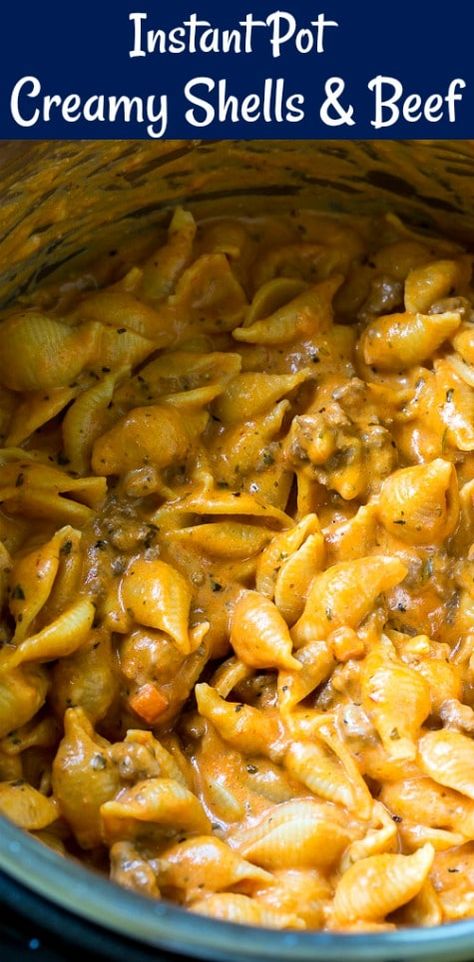 Creamy Shells And Beef, Beef Recipe Instant Pot, Dinner Beef, Instant Pot Pasta Recipe, Pot Recipes Easy, Pasta Shells, Diner Recept, Cheesy Pasta, Beef Recipe