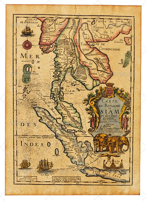 Antique Thailand map by haveseen. Antique Thailand map from XVII century isolated on white#map, #haveseen, #Antique, #Thailand Antique Maps Vintage, Thailand History, Thailand Map, Ancient Maps, Antique Images, Old Maps, Fantasy Map, Antique Maps, Old Map