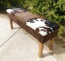 Signature Cowboy Western Decor | Western Entryway, Farmhouse Entryway Bench, Cowhide Upholstery, Cowhide Bench, Cowhide Decor, Cowhide Furniture, Coordinates Decor, Decor Pad, Western Bedroom