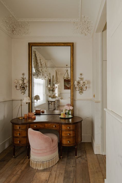 Work — Charlotte Boundy Cottage Makeup Vanity, Vintage Bedroom Vanity, Makeup Storage Vanity, Makeup And Closet Room Ideas, Dressing And Study Table Design, Vanity Room Aesthetic, Charlotte Boundy, Small Bedroom Vanity Ideas, Vintage Makeup Table