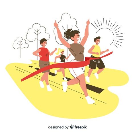 People running a marathon race | Free Vector #Freepik #freevector #tree #people #line #sport Sports Day Poster, Running Drawing, Running Illustration, Running Logo, Running Art, Running A Marathon, Character Actions, Person Drawing, Vector People