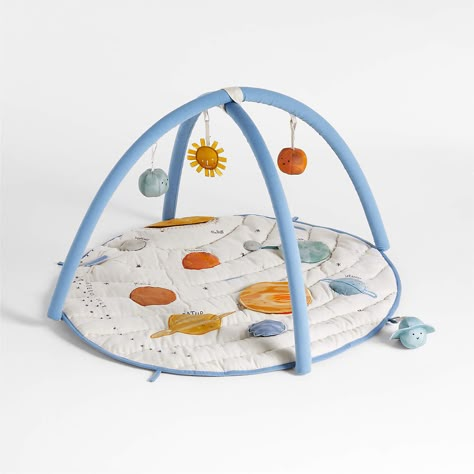 Outer Space Baby Activity Gym Play Mat + Reviews | Crate & Kids Baby Activity Chair, Embroidered Names, Activity Chair, Tummy Time Toys, Orbit Baby, Outer Space Nursery, Baby Activity Gym, Space Themed Room, Space Themed Nursery