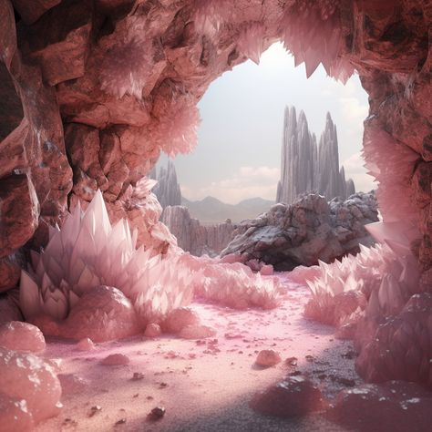 Crystal Mountain Art, Crystal Cavern Fantasy Art, Crystal Fantasy Landscape, Crystal World Fantasy Art, Cave Of Crystals, Spirit World Aesthetic, Fantasy Crystal Cave, Crystal Cave Fantasy Art, Crystal Cave Aesthetic