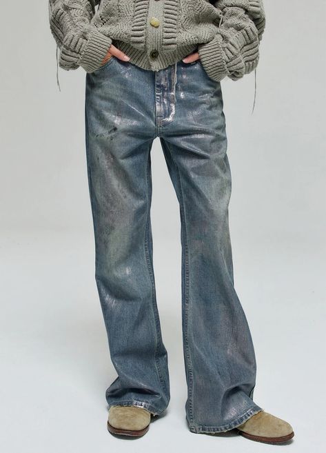 Waxed Denim, Silly Clothes, Classic Belt, Kind Of Blue, Denim Flare Jeans, Street Fashion Men Streetwear, Special Clothes, Denim Flares, Mid Rise Jeans