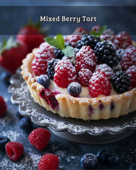 Quick Recipes | Mixed Berry Tart | Facebook Berry Tart Recipe, Tart Crust, Berry Tart, Tarts Crust, French Recipes, Tart Recipe, Vanilla Custard, Pies & Tarts, Sweet Delights