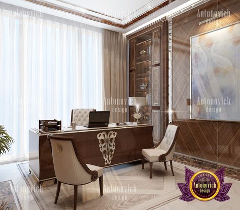 Classical Office Interior - If you are looking for a unique style of your home, office or public space - you are welcome to the design studio Luxury Antonovich Design! We will turn your image into reality! You can give us a call:  971 55 999 4994   971 54 757 9888   971 4 551 3144 Send us messages!  More pictures from category "Office Design in Dubai": https://antonovich-design.ae/our-works/officedesign.html #OfficeDesigninDubai, #ClassicalOfficeInterior, #LuxuryAntonovichDesign, #InteriorDesign Ceo Office Design Luxury, Classic Office Design, Ceo Office Design, Classic Office Interior, Small Office Design Interior, Classic Home Furniture, Small Office Design, Unique Office, Classic Office