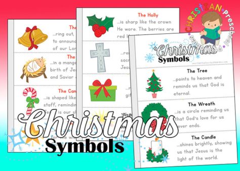 christmassymbolsheader Christmas Preschool Worksheets, Symbols Of Christmas, Free Symbols, Christmas Symbols, Christmas Preschool, Christmas Advent Wreath, Christmas Lesson, Christ Centered Christmas, Christmas Program