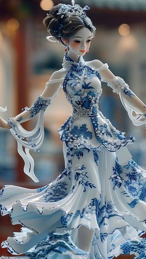 China Dolls Porcelain, Porcelain Outfit, Porcelain Fashion, Statue Wallpaper, Beautiful Geisha, Asian Porcelain, Glass Dolls, Porcelain Sculpture, Vintage Porcelain Dolls