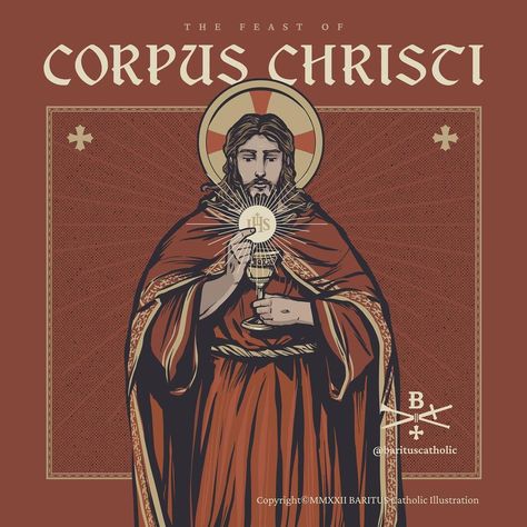 https://www.instagram.com/p/Ce3nx28rLT8/?igshid=MDJmNzVkMjY= Baritus Catholic, Body And Blood Of Christ, Catholic Illustration, Feast Of Corpus Christi, Catholic Symbols, Christian Graphics, Samurai Tattoo Design, Catholic Pictures, Blood Of Christ