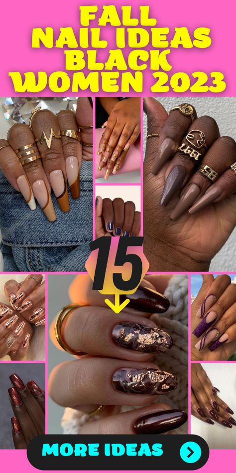 Discover the beauty of short fall nails for black women in 2023! These designs are all about embracing your natural elegance while staying trendy. Opt for French tips in classic white or experiment with bold colors that reflect your personality. Consider almond-shaped nails for a feminine touch, and don't forget to add a hint of gold for a glamorous finish. Get inspired and show off your style with these chic and versatile nail ideas! French Nails For Black Women, Fall Nails 2023 Dark Skin, Best Color Nails For Brown Skin, Nails 2023 Trends Dark Skin, Nail Design For Black Women, Dark Skin Nail Ideas, Nail For Black Women, Nails 2024 Black Women, Acrylic Nail Designs For Dark Skin Tones