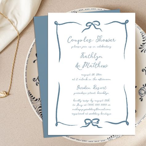 Ribbon Doodle, Doodle Wedding, How To Draw Ribbon, Couples Shower Invitation, Couples Shower Invitations, Modern Couple, Beautiful Wedding Invitations, Couple Shower, Wedding Boutique