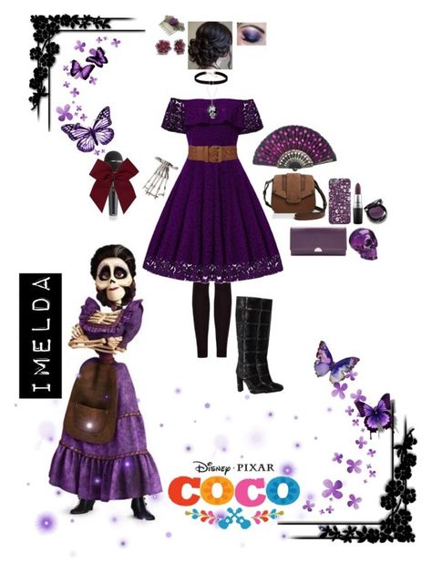 "Imelda from Disney- Pixar COCO" by sasukeuchiha2498 ❤ liked on Polyvore featuring MANGO, BCBGMAXAZRIA, Effy Jewelry, Hot Topic, Astrid & Miyu, Bling Jewelry, Mackage, Christina Choi Cosmetics, MAC Cosmetics and Apt. 9 Coco Characters Costume, Coco Costume, Disney Character Outfits, Disney Trip Outfits, Lulu Outfits, Pixar Coco, Halloween Parejas, Disney Dress Up, Cute Disney Outfits