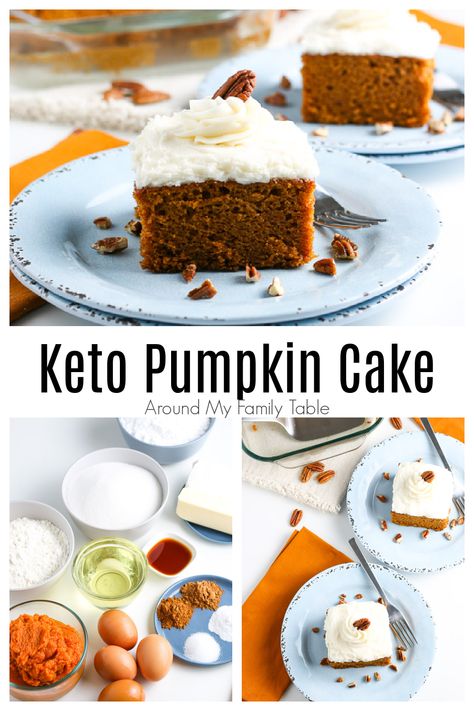 Keto Pumpkin Cake is such a simple, delicious cake to get that fall pumpkin fix. It's topped with a scrumptious cream cheese frosting which makes it a perfect dessert. via @slingmama Keto Pumpkin Cake, Pumpkin Cake With Cream Cheese, Fall Treats Recipes, Keto Cream, Keto Pumpkin, Cheese Pumpkin, Cake With Cream Cheese Frosting, Kids Healthy, Keto Cake