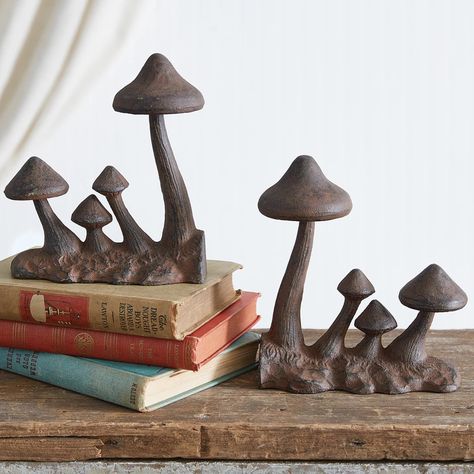 Mushroom Sprouts Bookend Set – Paynes Gray Unique Cottages, Beautiful Butterfly Photography, Decorative Bookends, Holiday Items, Clay Projects, Table Top Decor, Gift Collections, Beautiful Butterflies, Winter Christmas