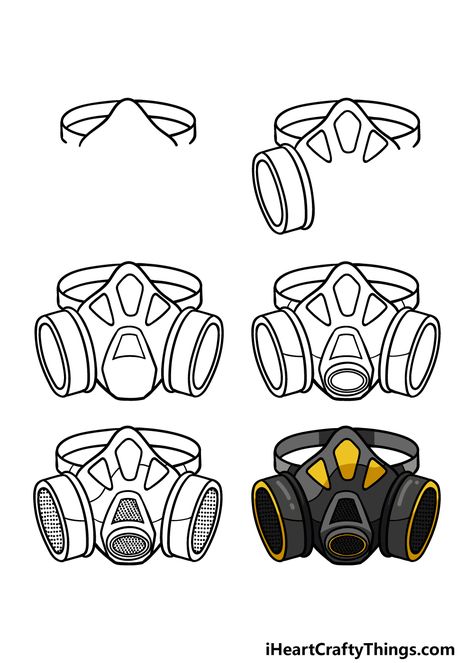 How To Draw A Gas Mask – A Step by Step Guide Gas Mask Drawing Reference, Mask Drawing Reference, Gas Mask Drawing, Rose Tattoo Stencil, Gas Mask Art, Mask Drawing, Gas Masks, Girl Drawing Sketches, Masks Art