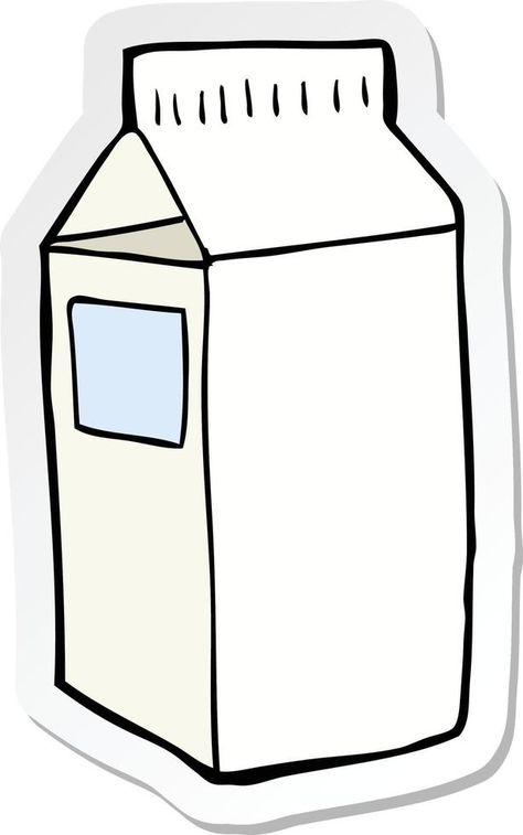 sticker of a cartoon milk carton Cartoon Milk Carton, Bantha Milk, Matcha Branding, Recycling Station, Milk Jar, Milk Carton, Retro Cartoons, Strawberry Milk, Line Illustration