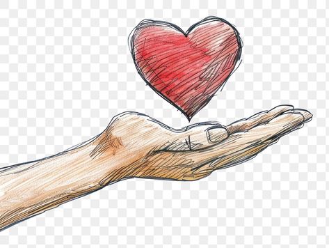 Hand Holding Heart Drawing, Holding Heart Drawing, Hand Holding Heart, Hands Holding Heart, Holding Heart, Animal Love, Heart Drawing, Open Hands, Heart Hands